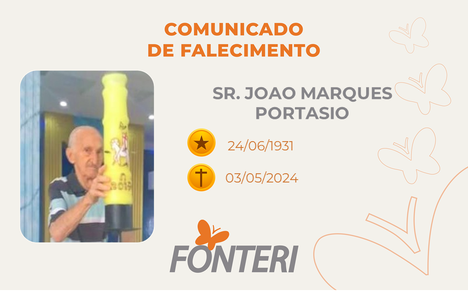 Comunicamos o falecimento do Sr. João Marques Portasio