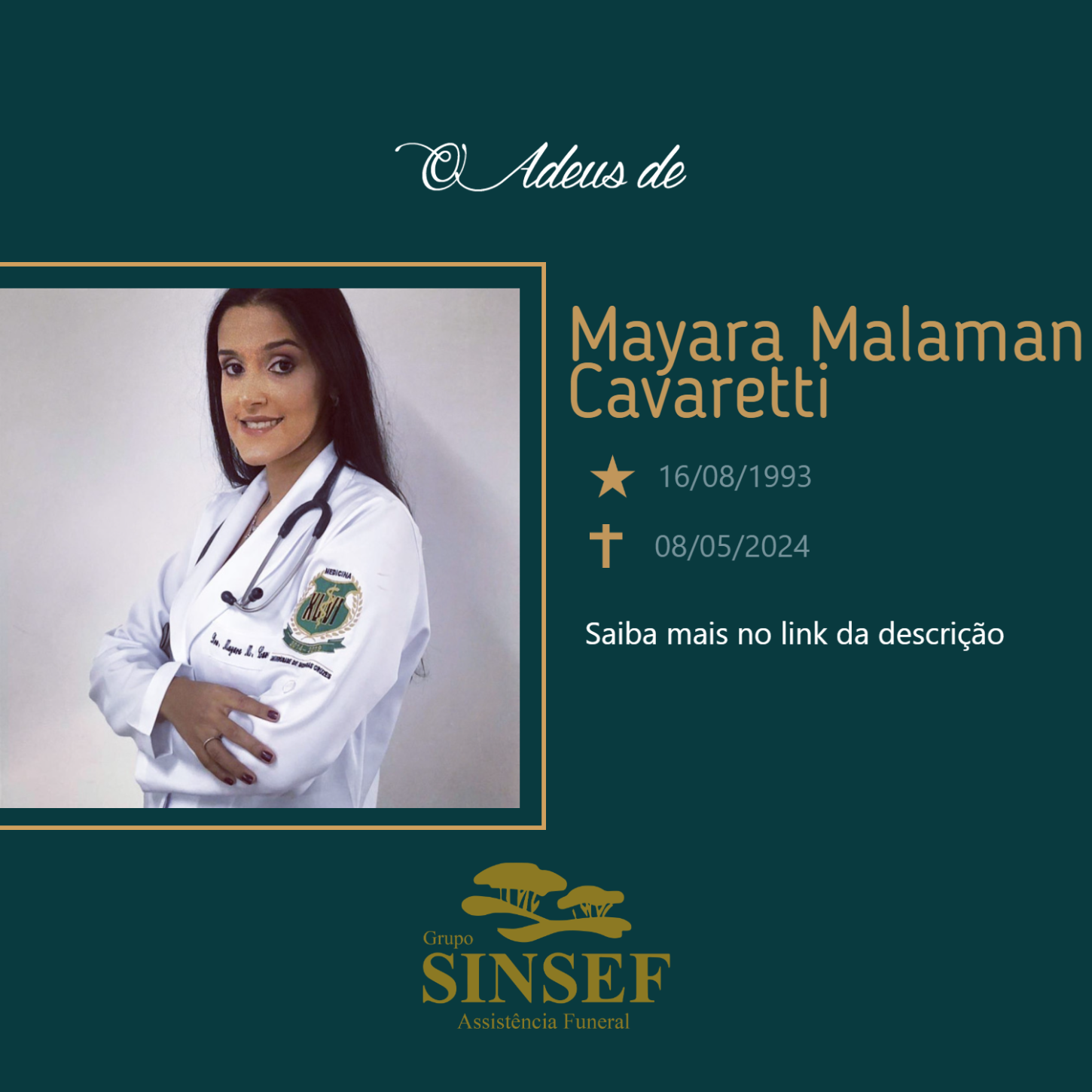 O Grupo Sinsef se despede de Mayara Malaman Cavaretti