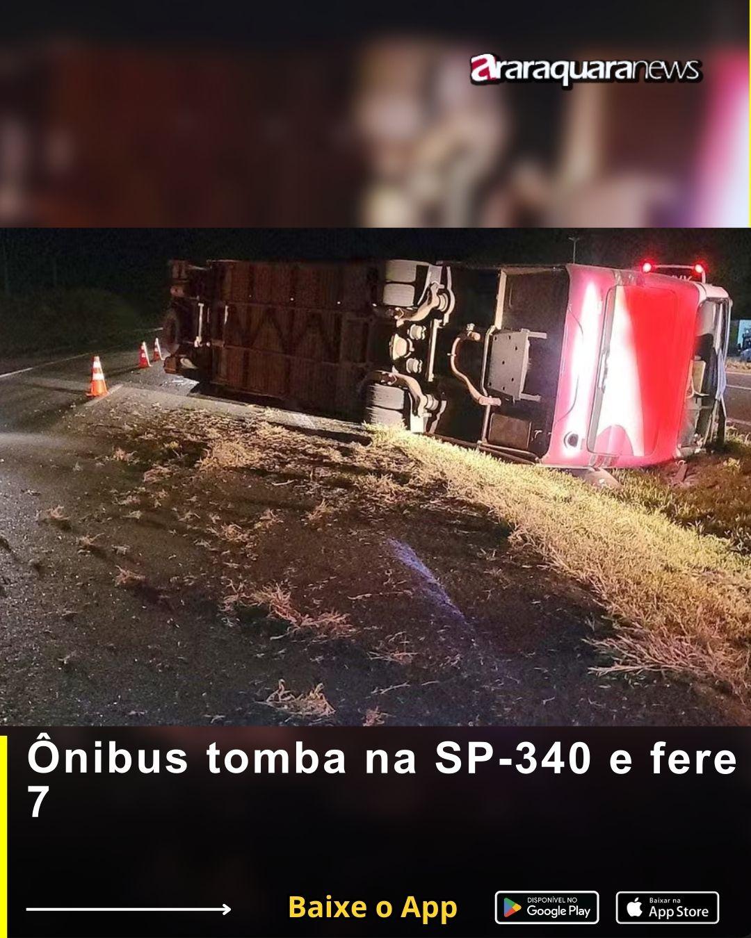 Ônibus tomba na SP-340 e fere 7