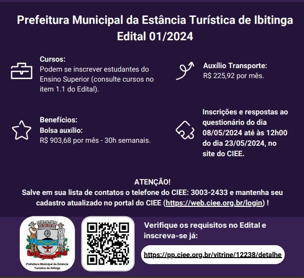 Vaga de estágio para a Prefeitura Municipal da Estância Turística de Ibitinga