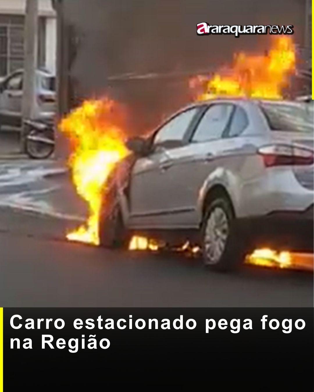 Carro estacionado pega fogo na Região