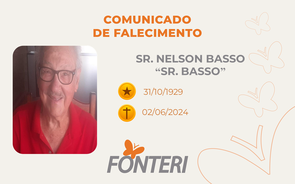Comunicamos o falecimento do Sr. Nelson Basso