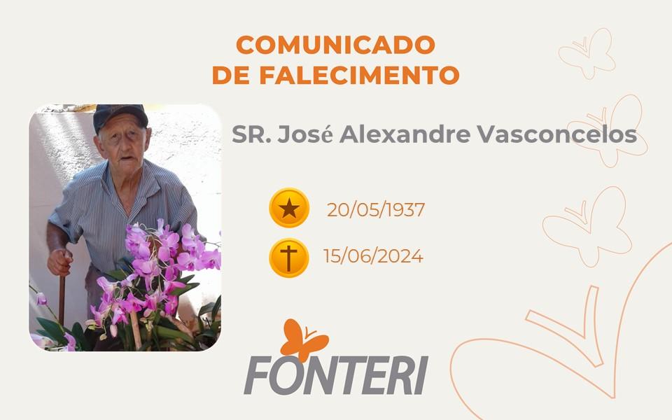 Comunicamos o falecimento Sr. José Alexandre Vasconcelos