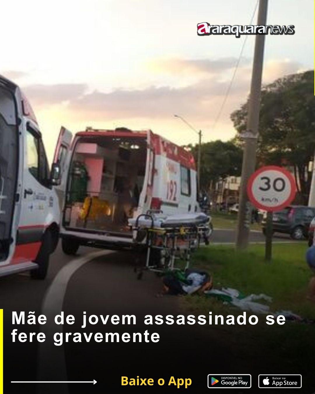 Mãe de jovem assassinado se fere gravemente