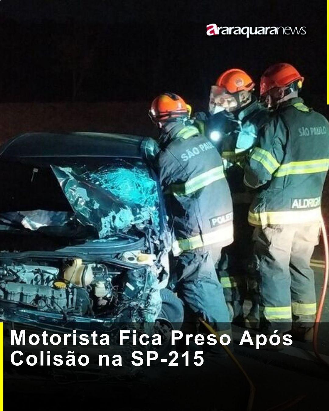 Motorista Fica Preso Após Colisão na SP-215