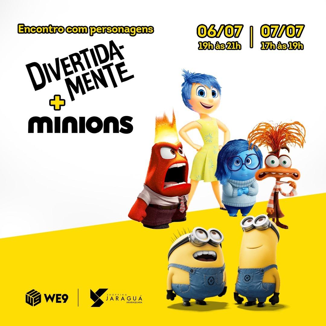 Shopping Jaraguá recebe personagens de Divertida Mente e Minions e alegra o final de semana