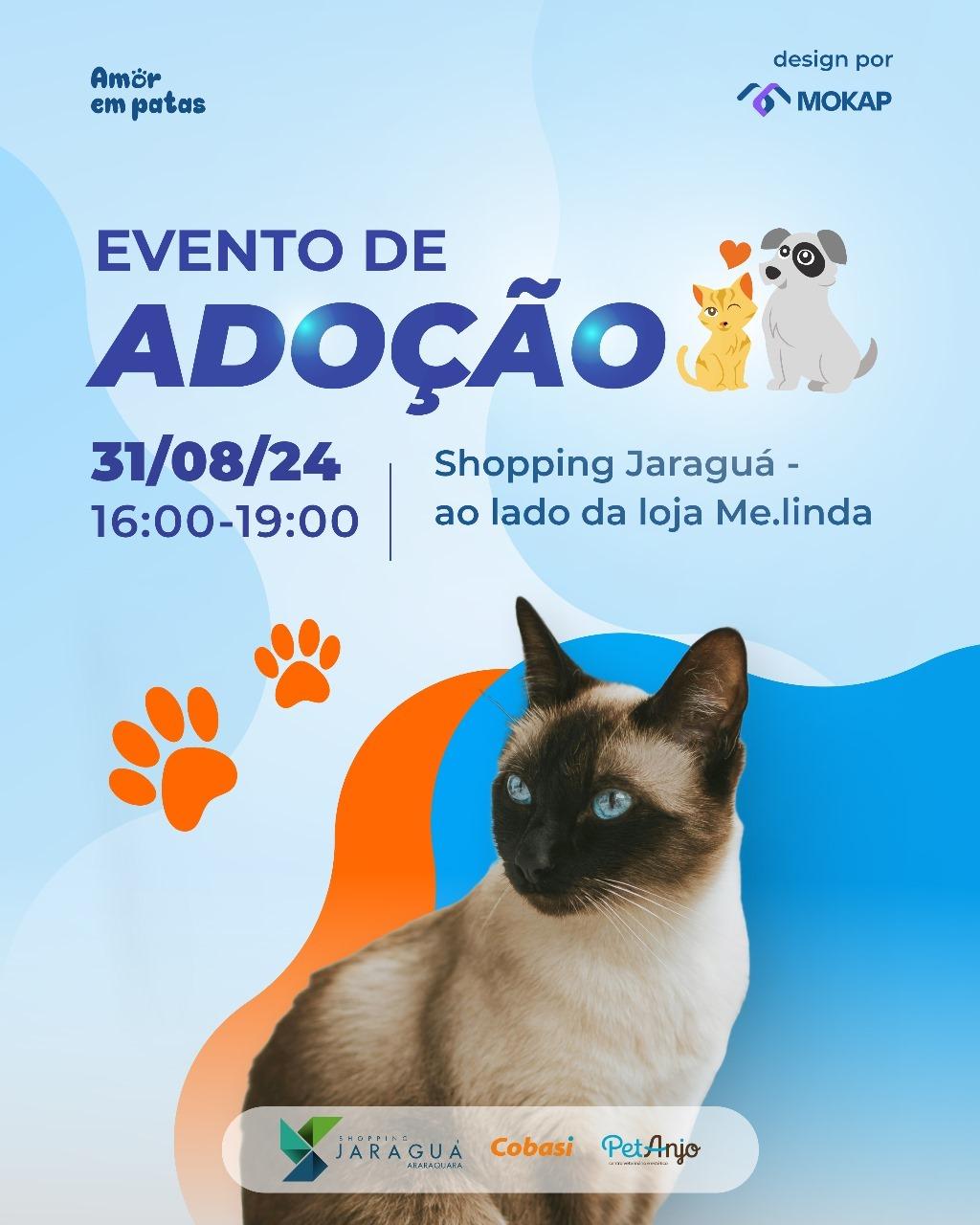 Em parceria com Amor em Patas, Shopping Jaraguá realiza evento de adoção de pets neste sábado