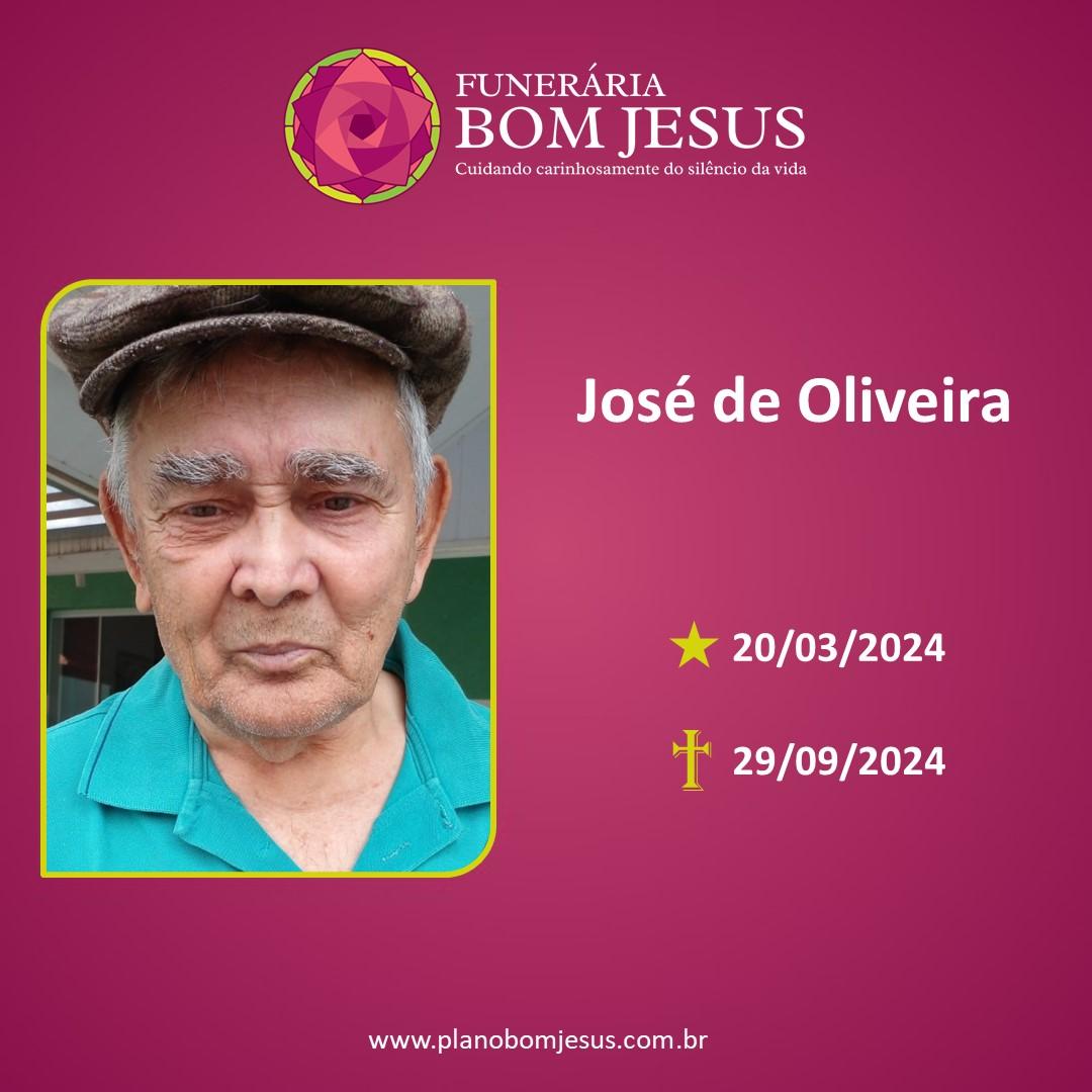 A Funerária Bom Jesus comunica o falecimento do Sr. JOSÉ DE OLIVEIRA
