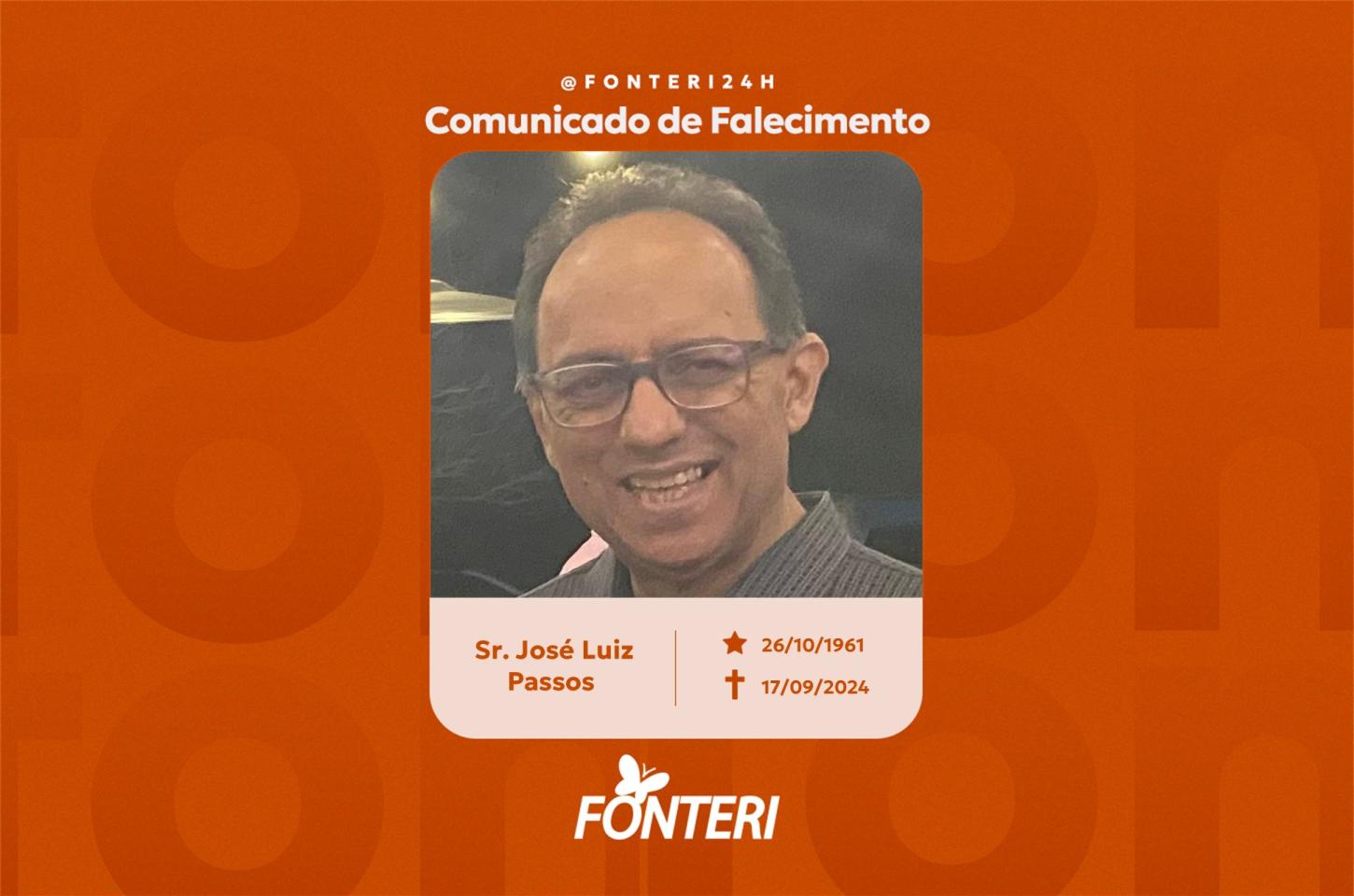 Comunicamos o falecimento do Sr. José Luiz Passos