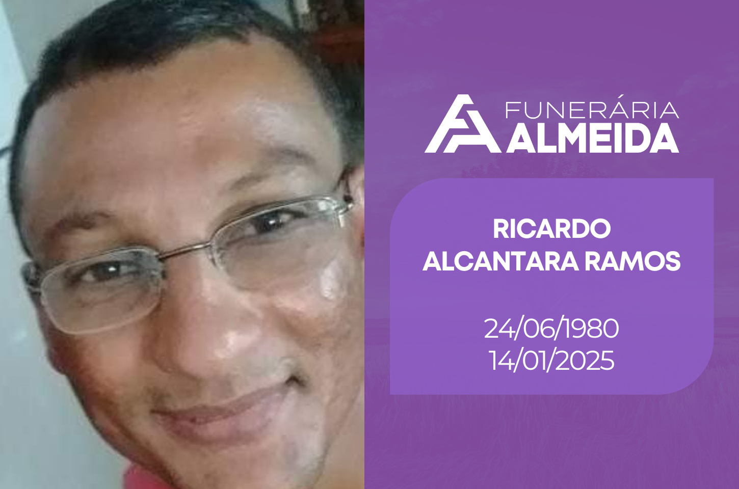 COMUNICAMOS O FALECIMENTO DO JOVEM: RICARDO ALCANTARA RAMOS
