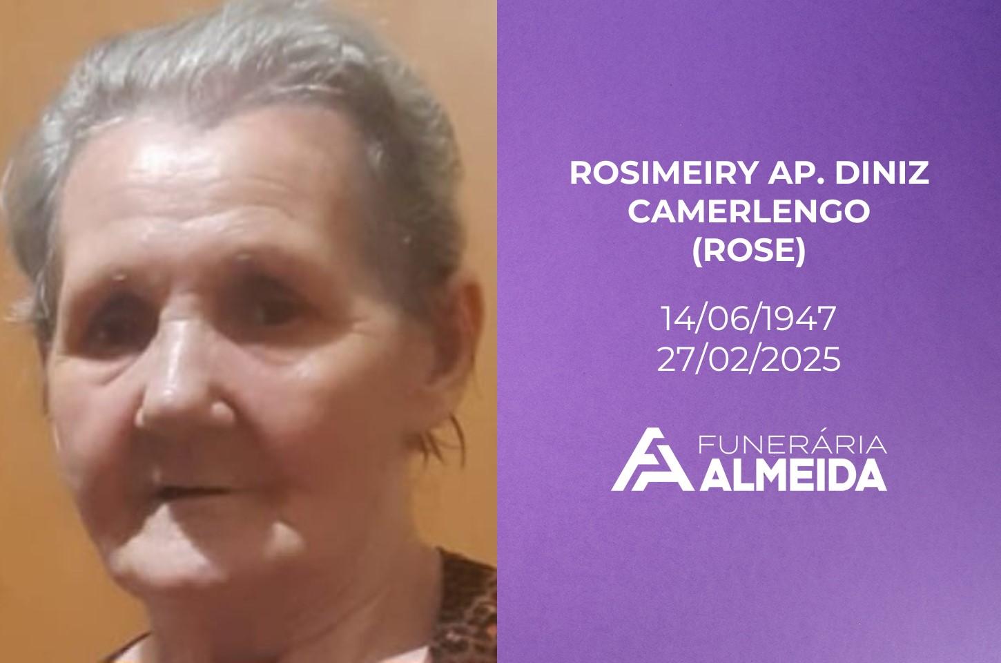Comunicamos o falecimenhto da SRA. ROSIMEIRY APARECIDA DINIZ CAMERLENGO (mais conhecida como ROSE)