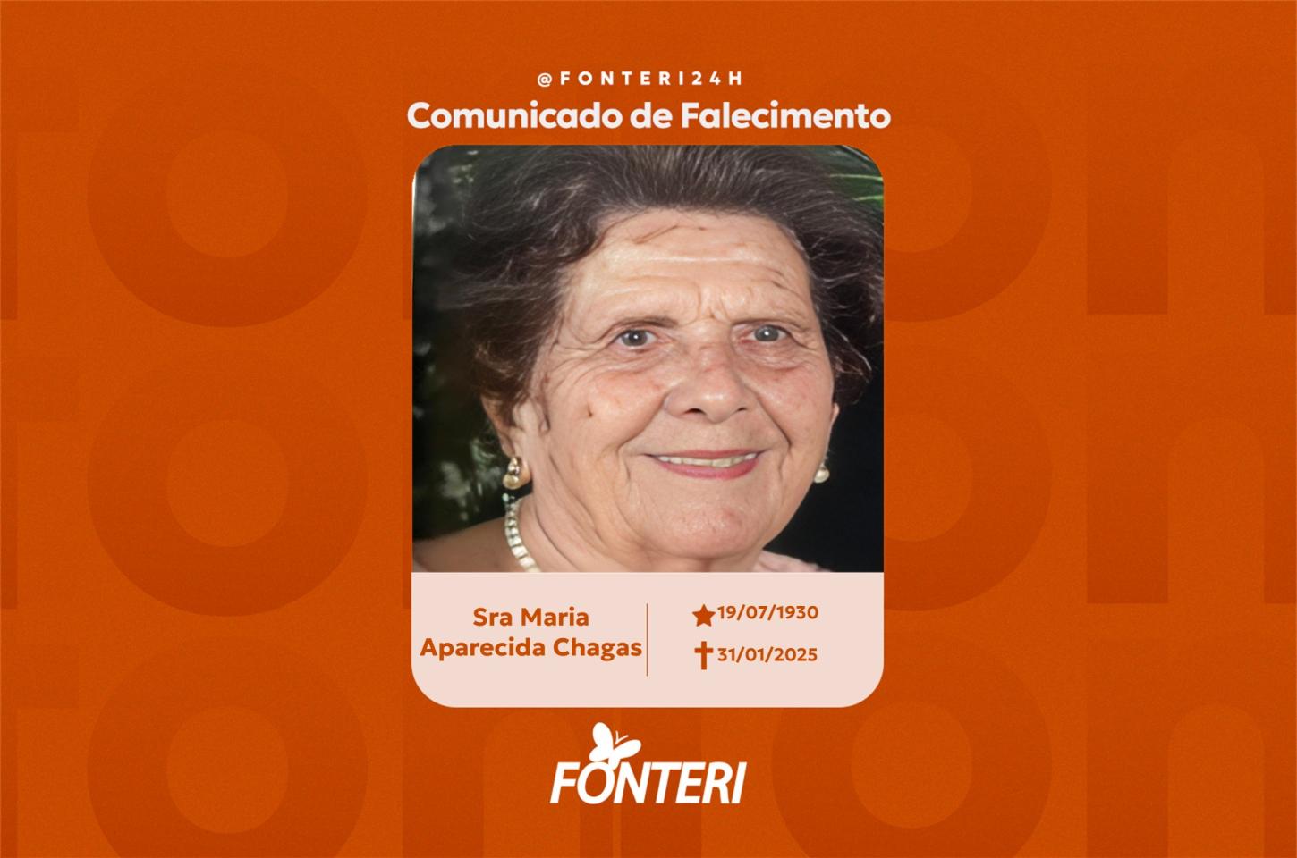 Comunicamos o falecimento da Sra. Maria Aparecida Chagas de Mendonça