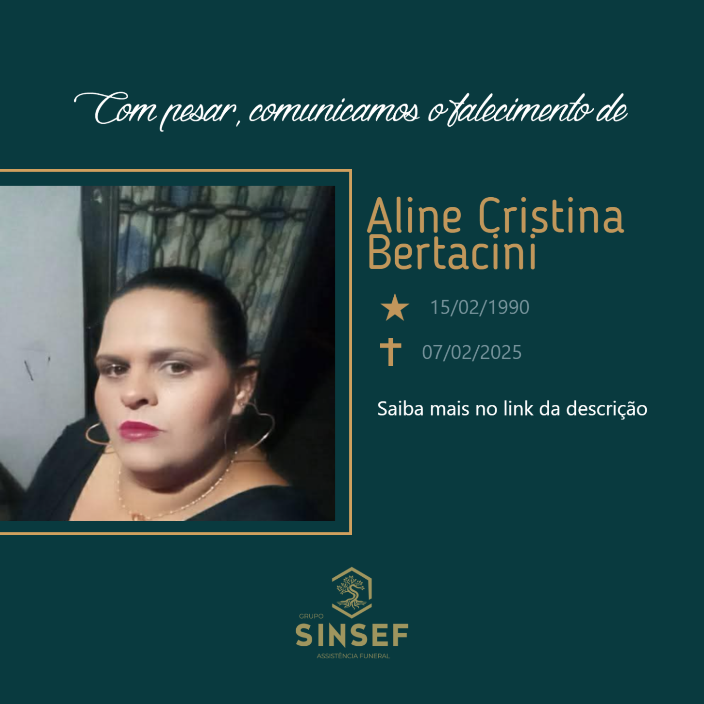 O Grupo Sinsef se despede de Aline Cristina Bertacini.