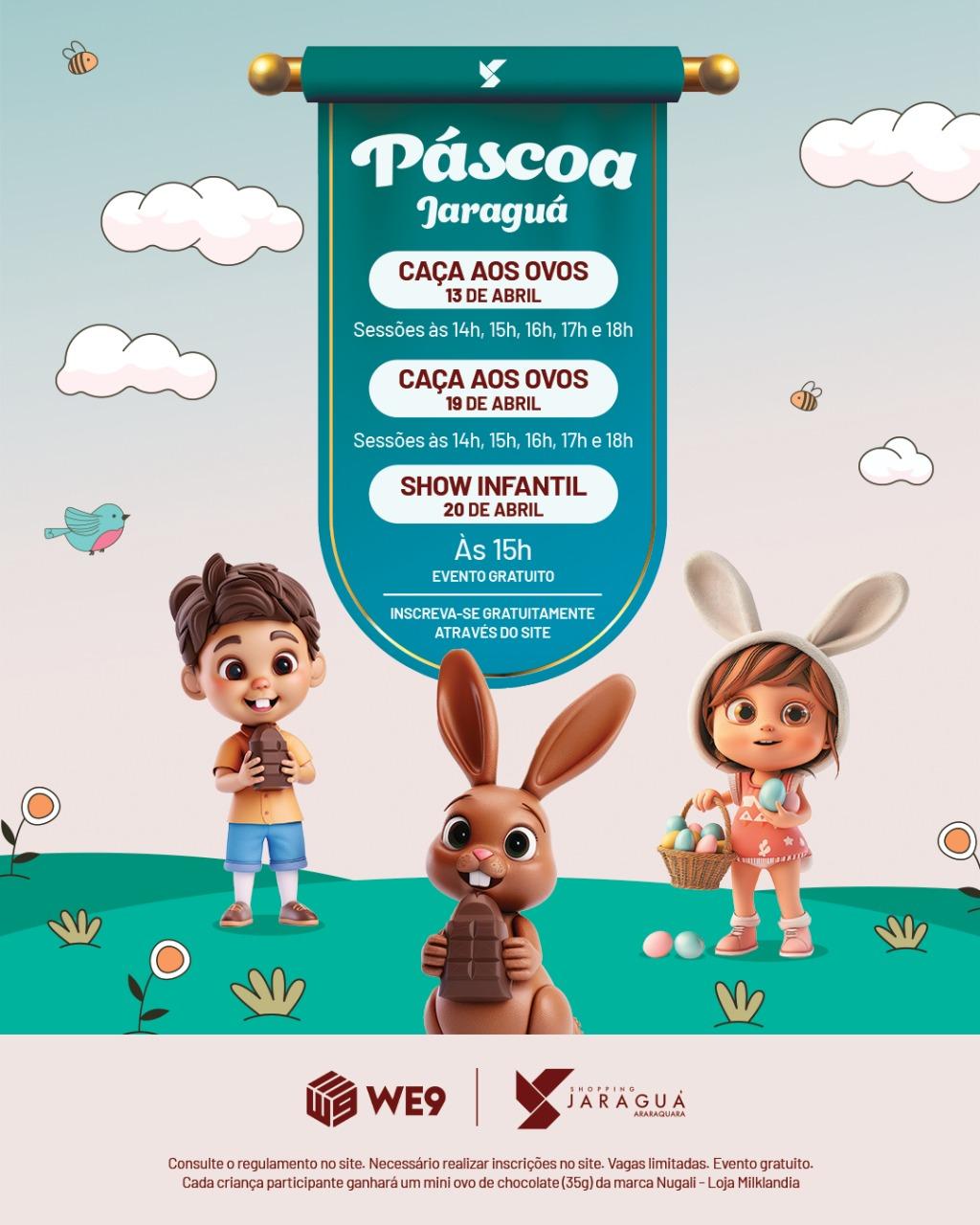 Domingo começa a Caça aos Ovos no Shopping Jaraguá Araraquara