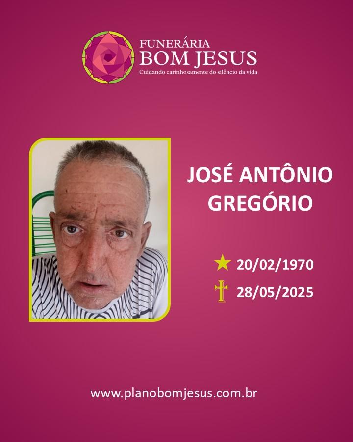 A Funerária Bom Jesus comunica o falecimento do Sr. JOSÉ ANTÔNIO GREGÓRIO