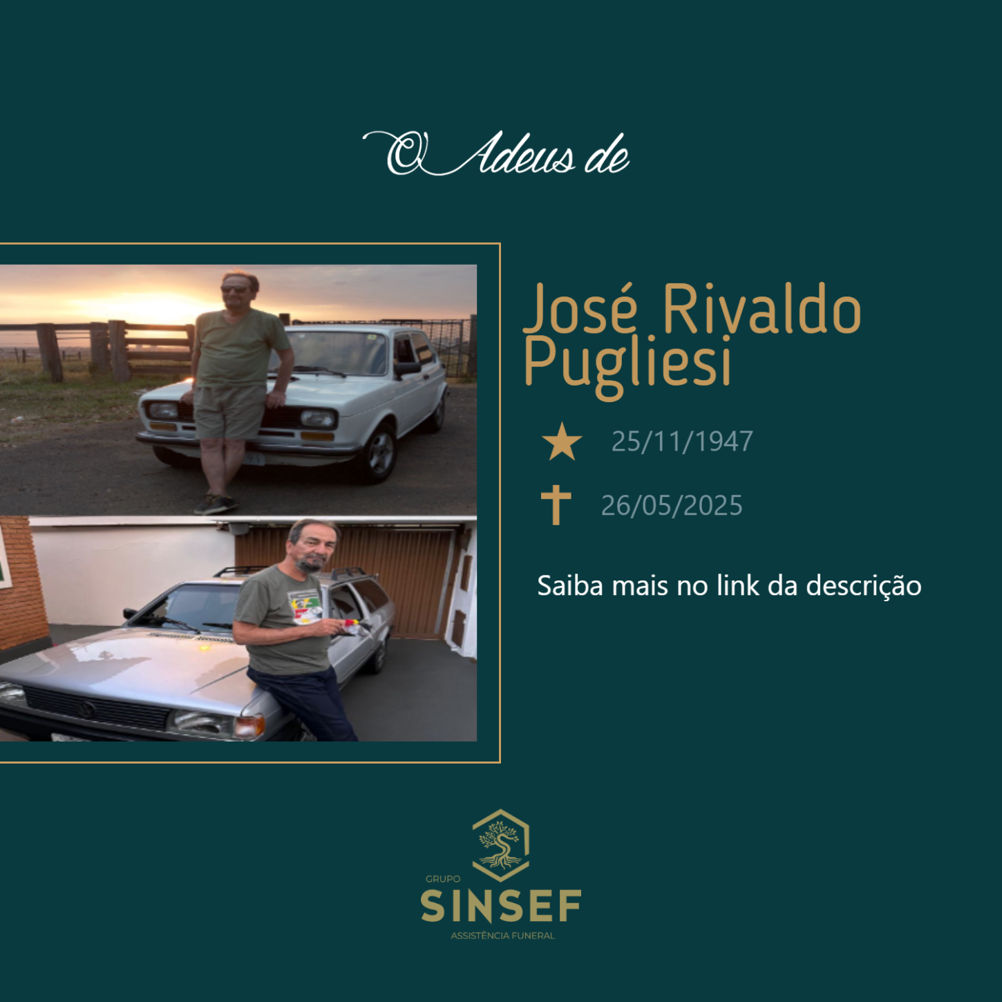 O Grupo Sinsef se despede do Sr. José Rivaldo Pugliesi