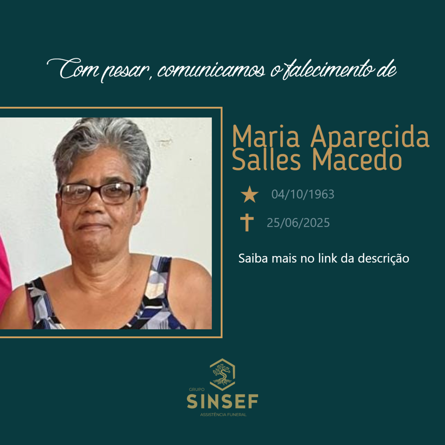 O Grupo Sinsef se despede da Sr.