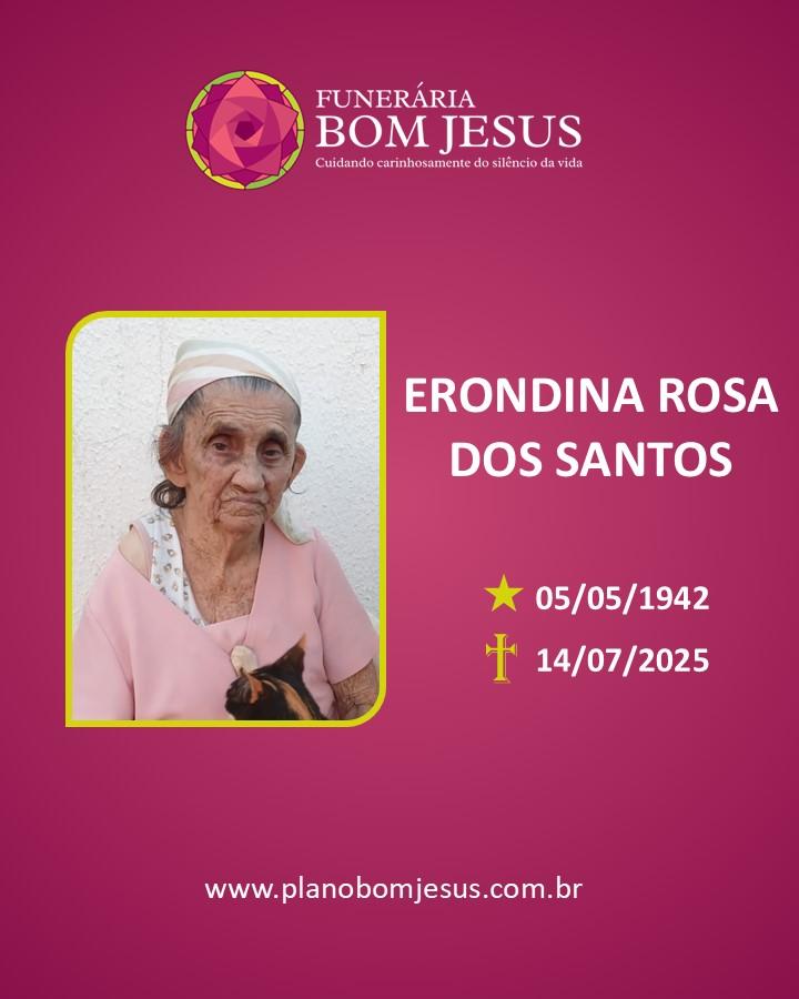 A Funerária Bom Jesus comunica o falecimento da Sra ERONDINA ROSA DOS SANTOS