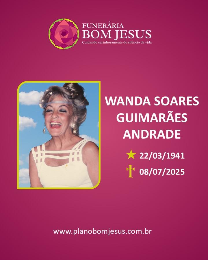 A Funerária Bom Jesus comunica o falecimento da Sra. WANDA SOARES GUIMARÃES ANDRADE.