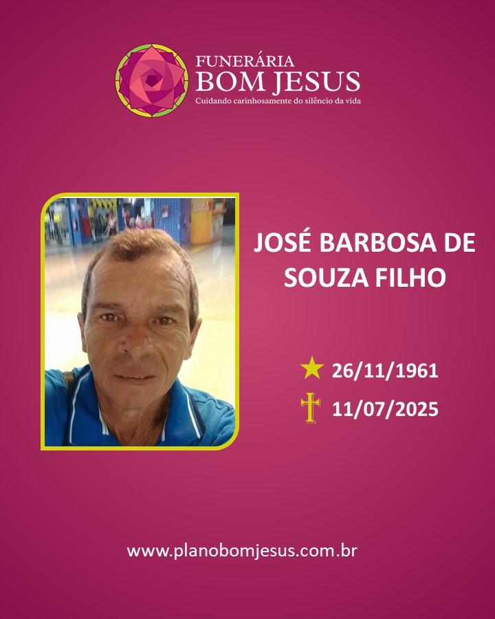 A Funerária Bom Jesus comunica o falecimento do Sr. JOSÉ BARBOSA DE SOUZA FILHO.
