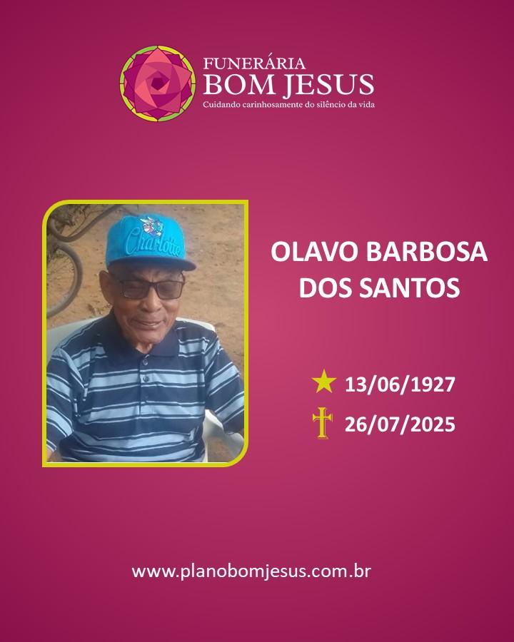 A Funerária Bom Jesus comunica o falecimento do SR. OLAVO BARBOSA DOS SANTOS