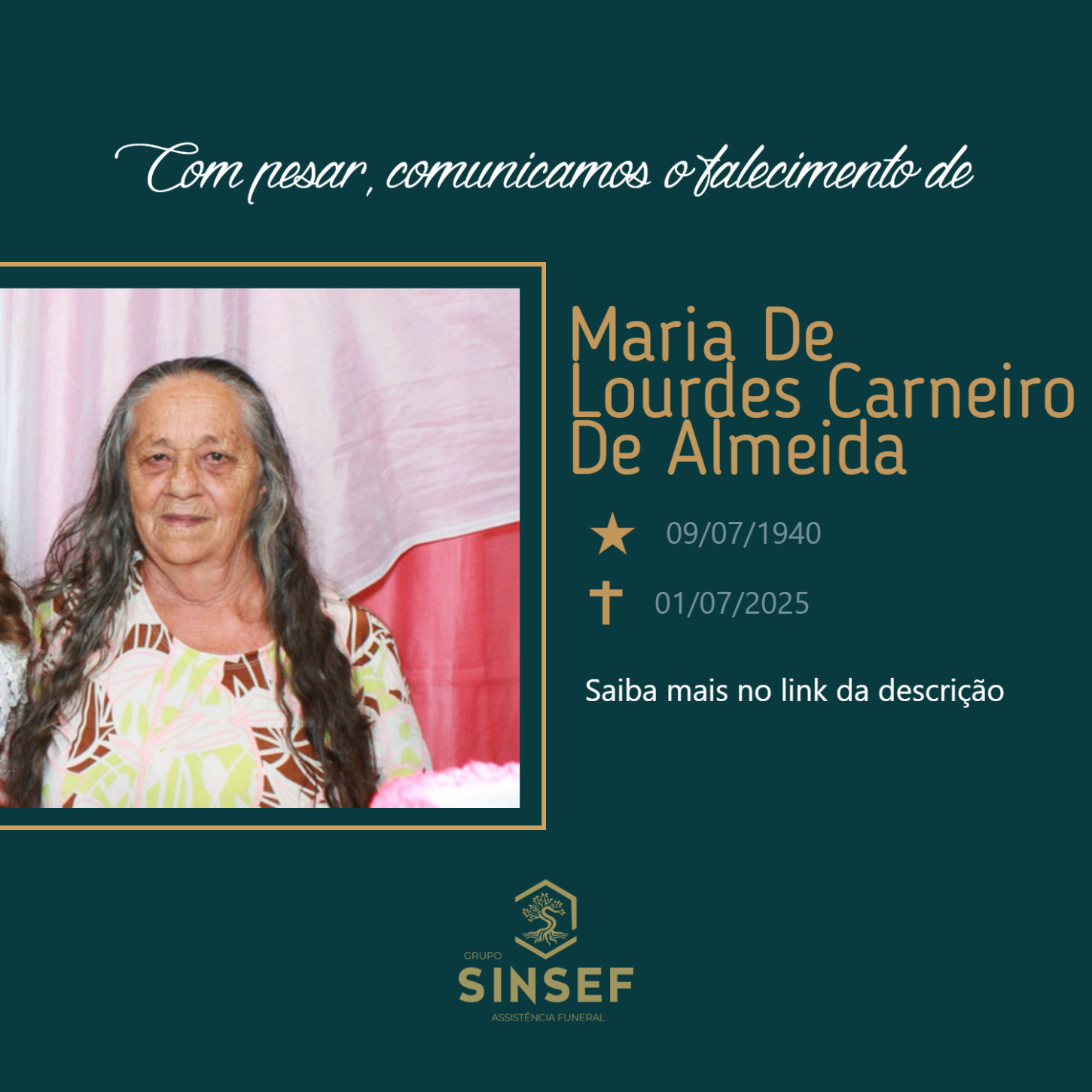 O Grupo Sinsef se despede da Sra.