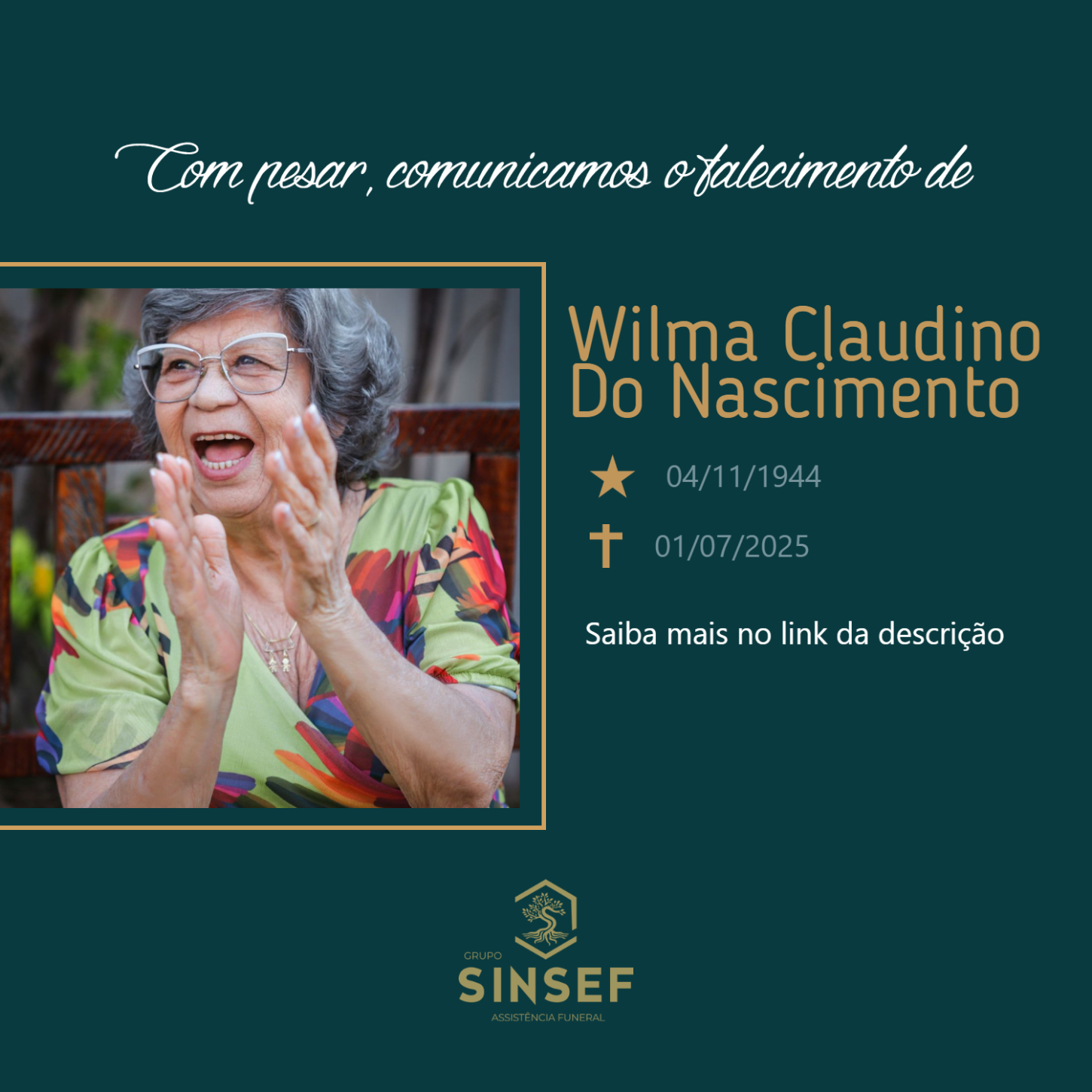 O Grupo Sinsef se despede da Sra.