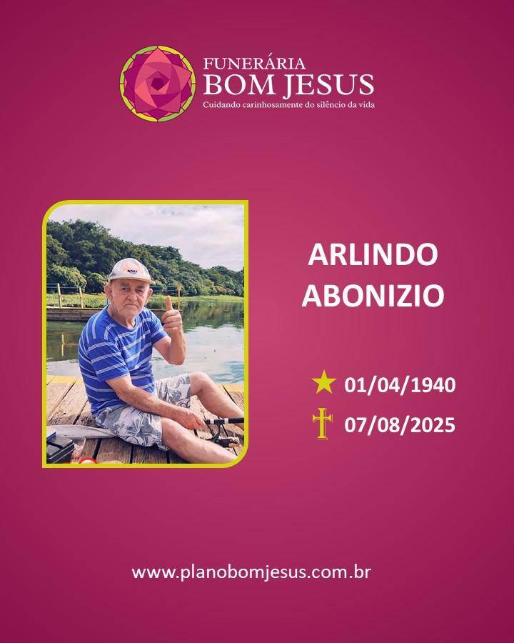 A Funerária Bom Jesus comunica o falecimento do SR. ARLINDO ABONIZIO