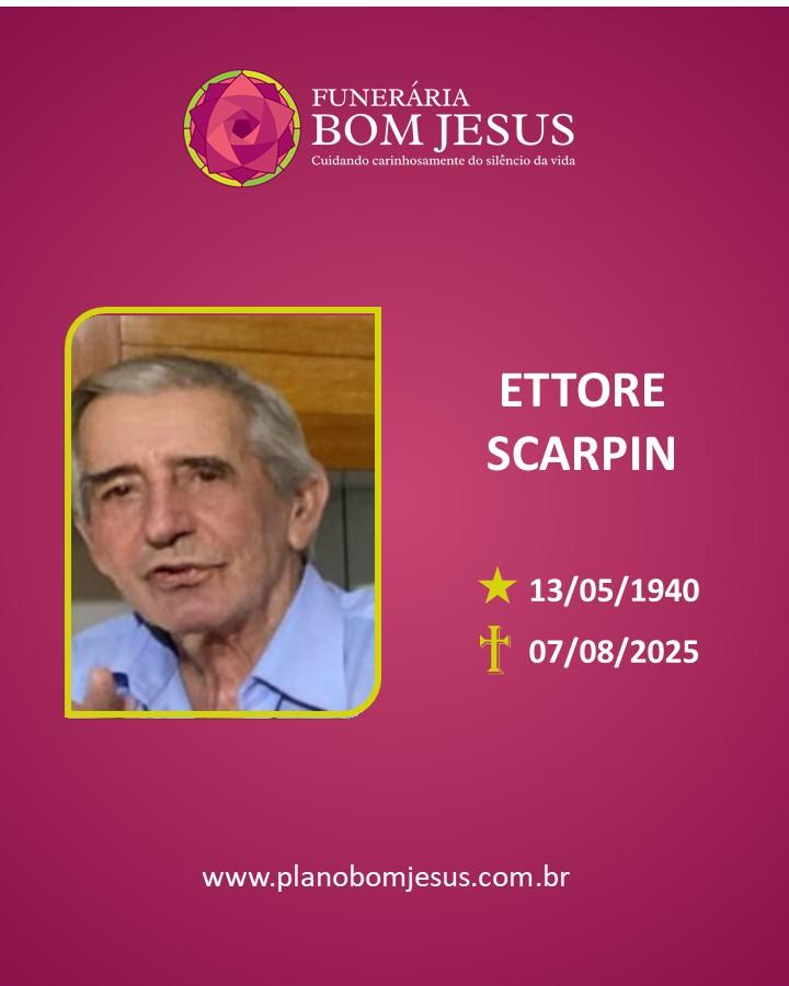 A Funerária Bom Jesus comunica o falecimento do SR. ETTORE SCARPIN