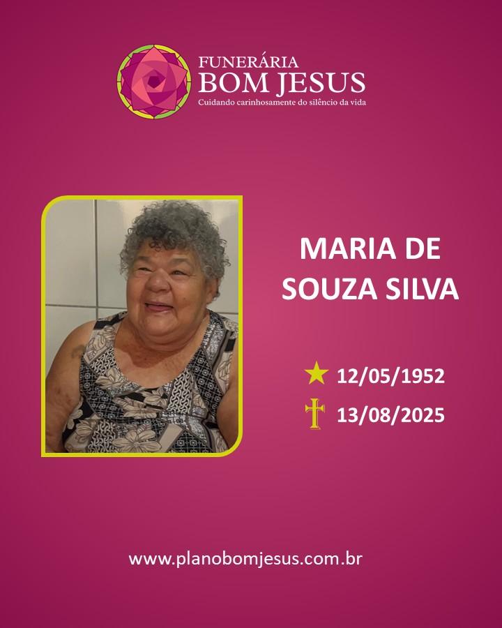 A Funerária Bom Jesus comunica o falecimento do Sra. Maria de Souza Silva