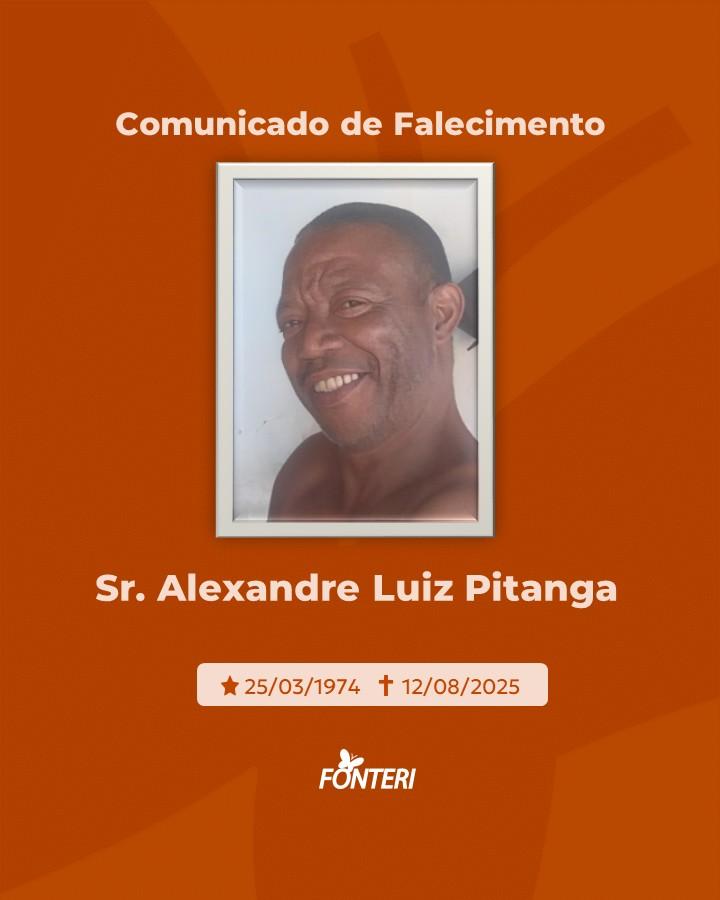 Comunicamos o falecimento do sr. Alexandre Luiz Pitanga