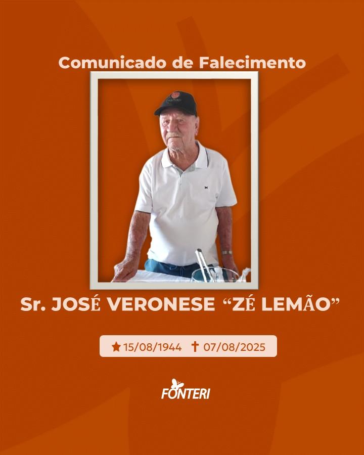 Comunicamos o falecimento do Sr. José Veronese