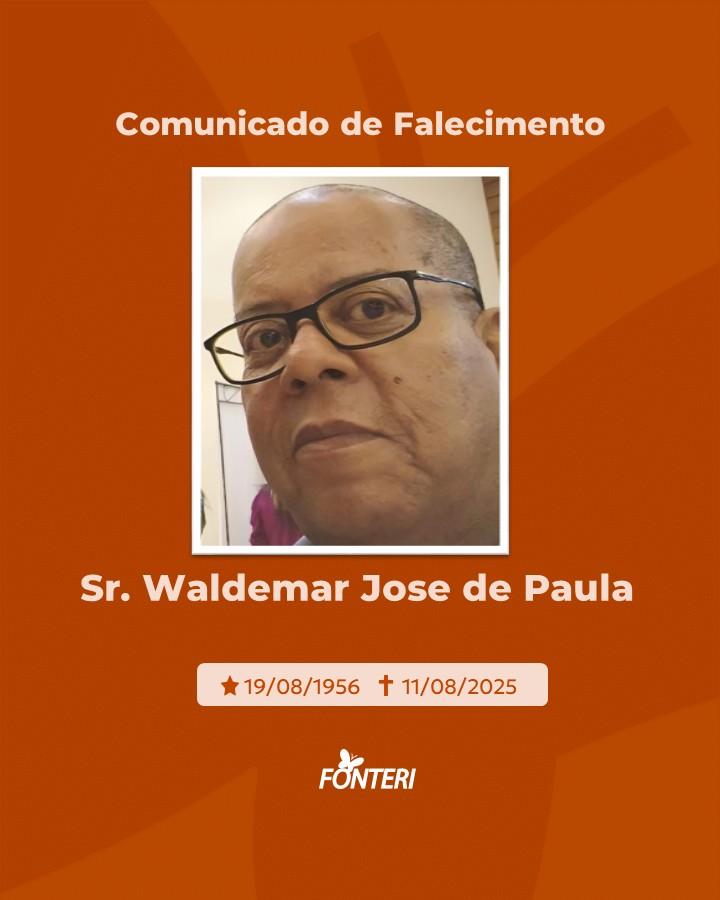 Comunicamos o falecimento do Sr. Waldemar José de Paula