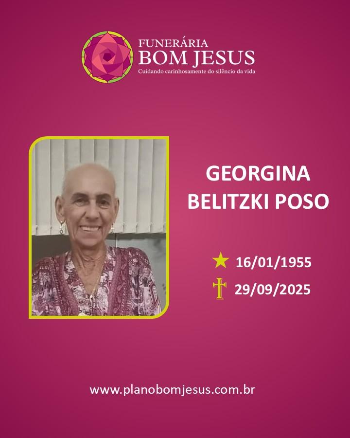 A Funerária Bom Jesus comunica o falecimento da Sra. GEORGINA BELITZKI POSO