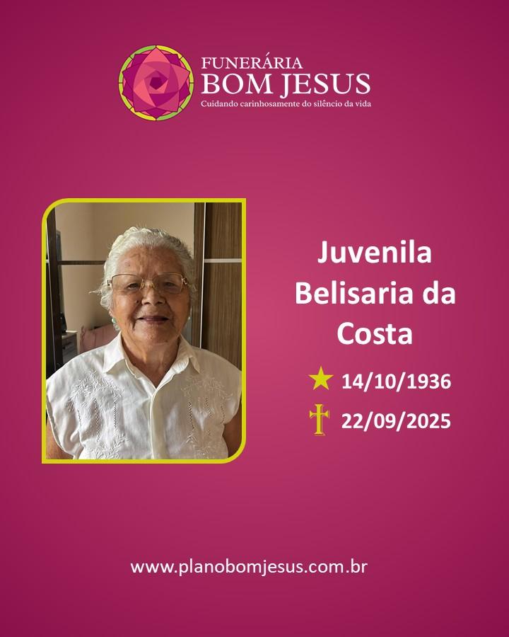 A Funerária Bom Jesus comunica o falecimento da Sra. JUVENILA BELISARIA DA COSTA