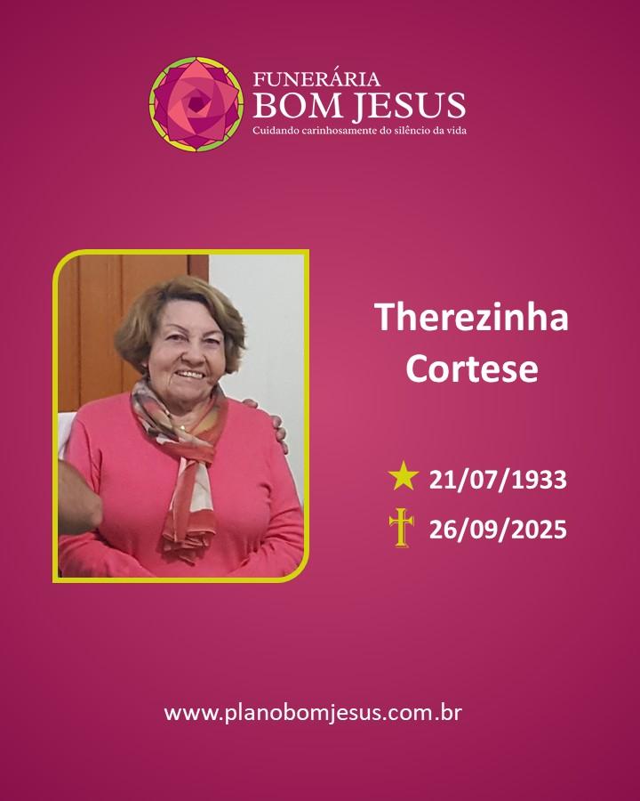 A Funerária Bom Jesus comunica o falecimento da Sra. THEREZINHA CORTESE
