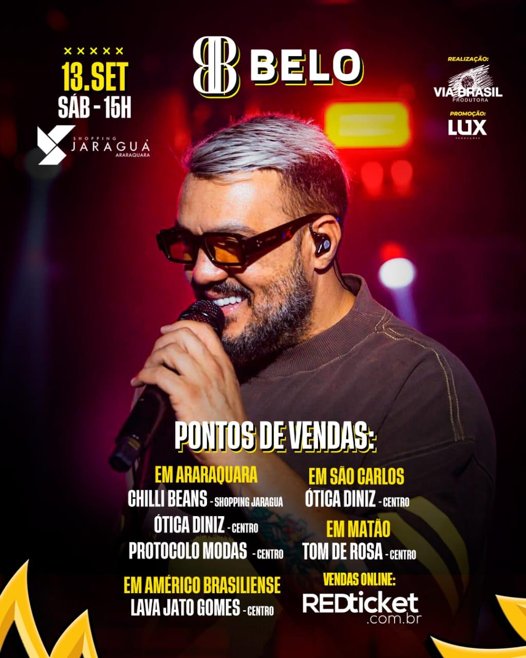 Cantor Belo se apresenta no dia 13 de setembro em Araraquara