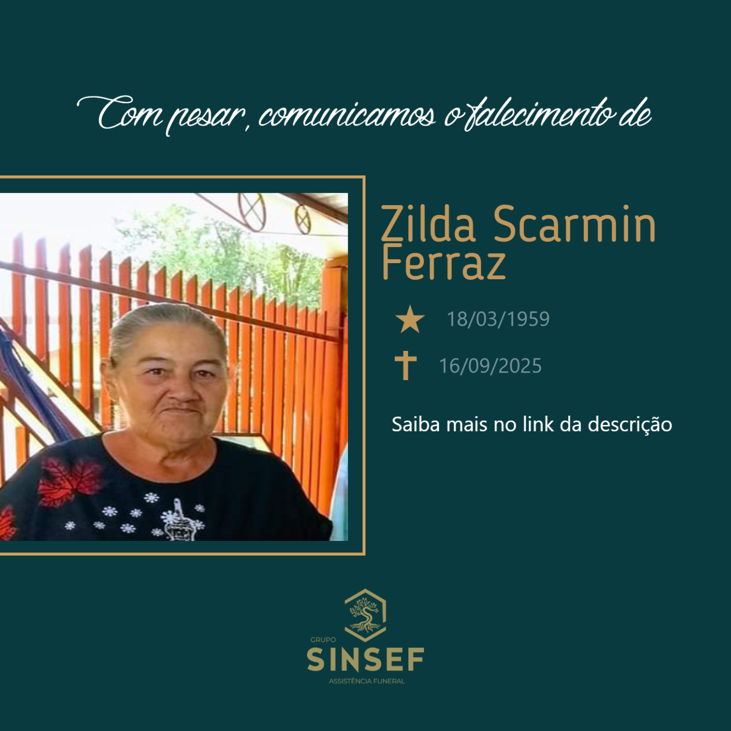 O Grupo Sinsef se despede da Sra.