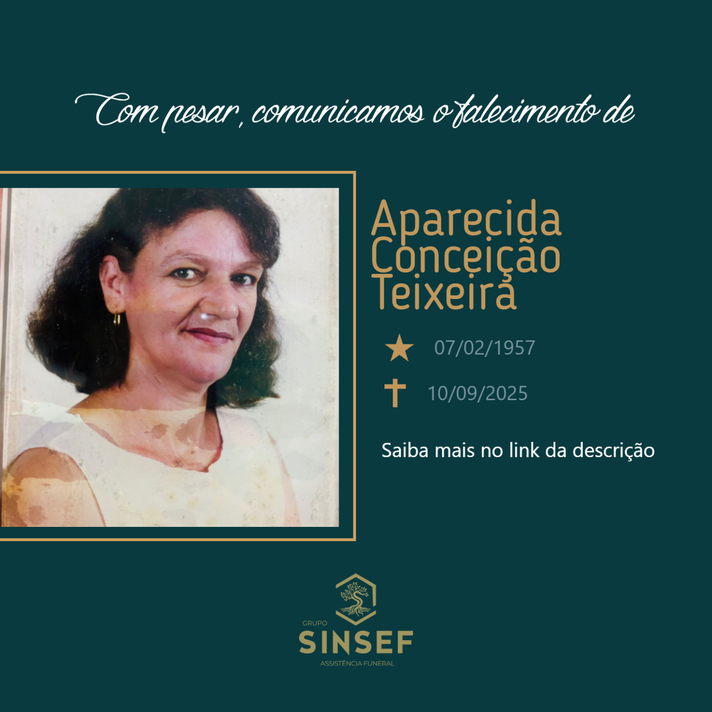 O Grupo Sinsef se despede da Sra.