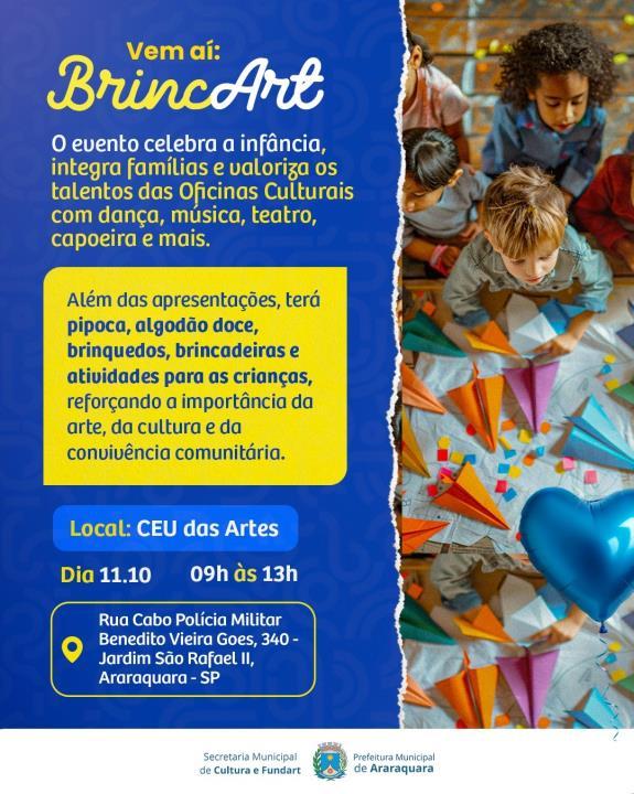 BrincArt celebra o Dia das Crianças com programação gratuita no CEU das Artes