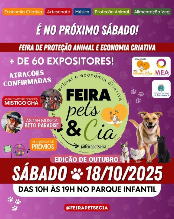 Feira “Pets E Cia.” No Parque Infantil: Bem-Estar Animal, Gastronomia E Shows