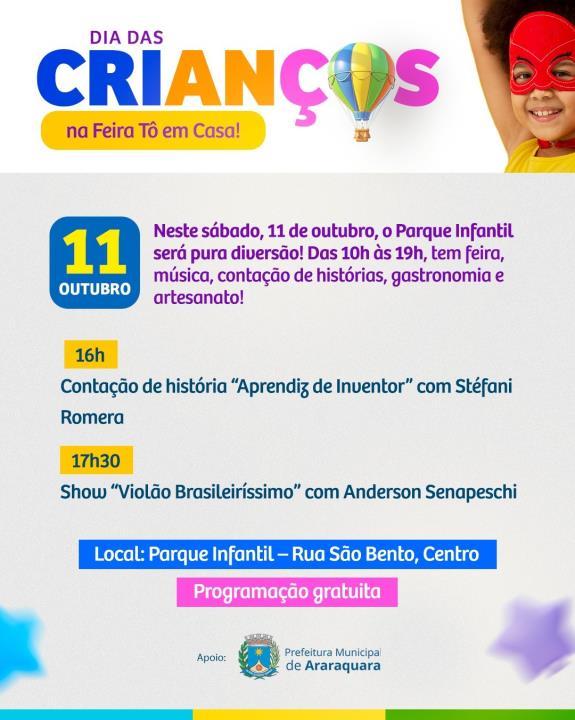 Feira Tô em Casa celebra Dia das Crianças com contação de história e show musical