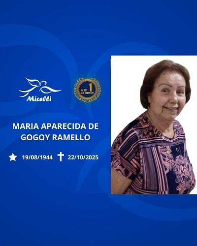 O GRUPO MICELLI COMUNICA O FALECIMENTO DA SRA. MARIA APARECIDA DE GOGOY RAMELLO.