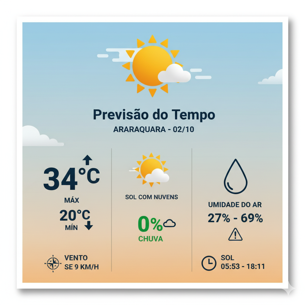 Sexta e Fim de Semana Quentes: Araraquara Terá Sol e Sem Chuva