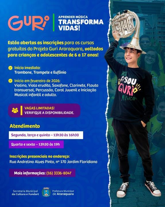 Vagas abertas para trombone, trompete e eufônio no Projeto Guri