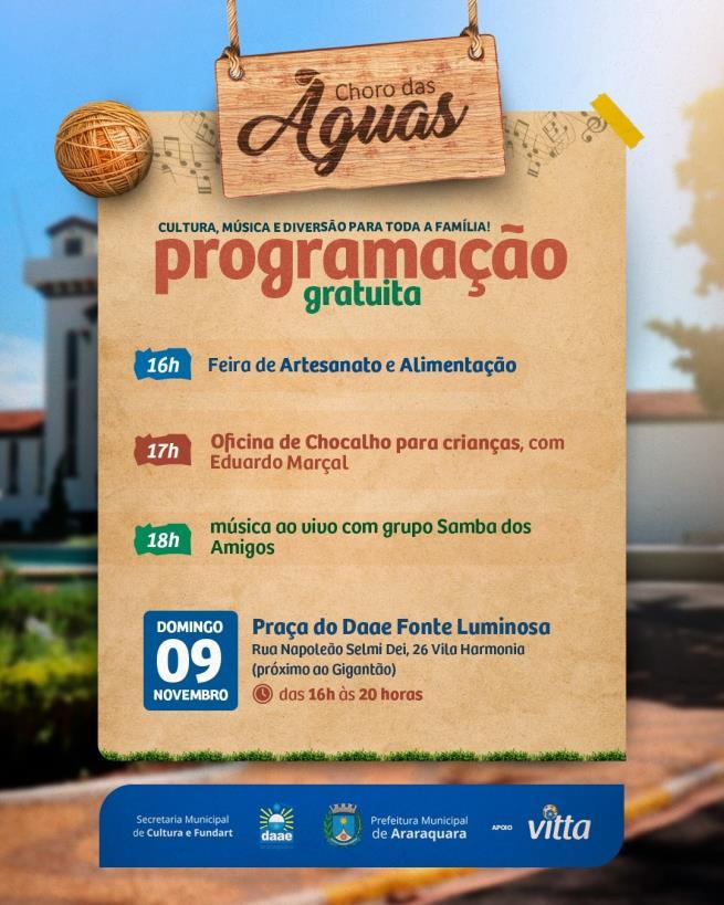 Choro das Águas tem samba e chocalho neste domingo