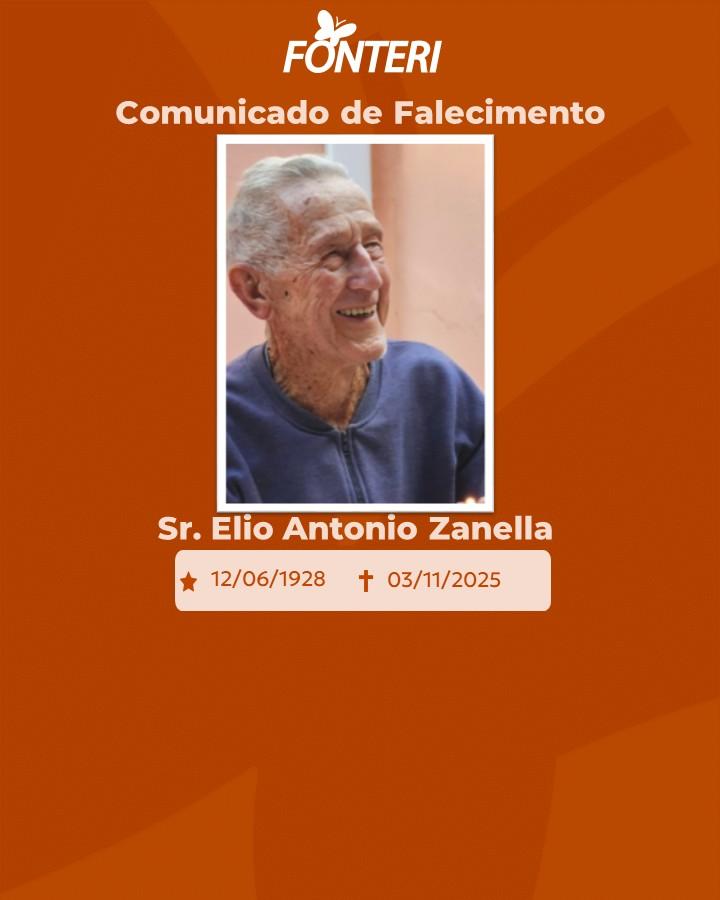 Comunicamos o falecimento do Sr. Elio Antonio Zanella