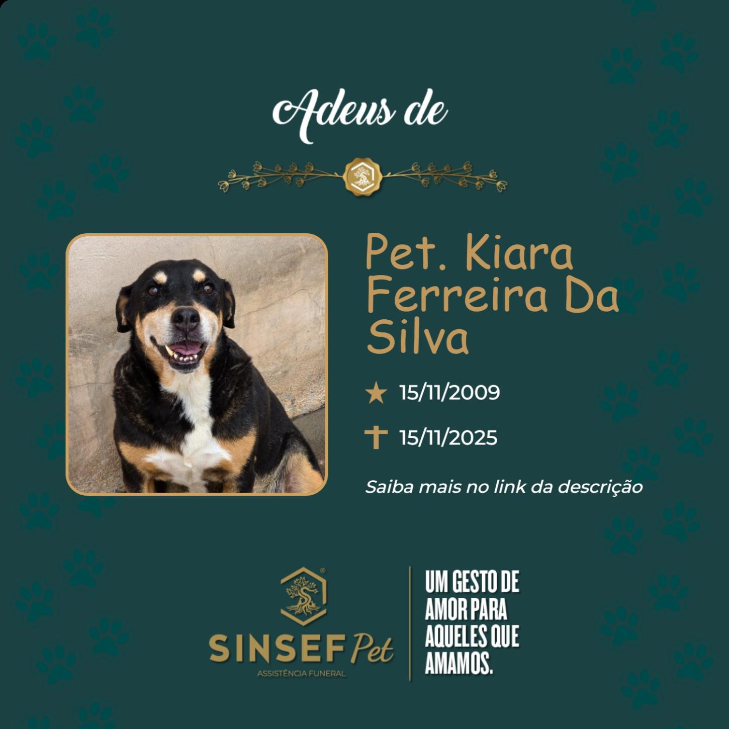 O GRUPO SINSEF SE DESPEDE DE KIARA FERREIRA DA SILVA