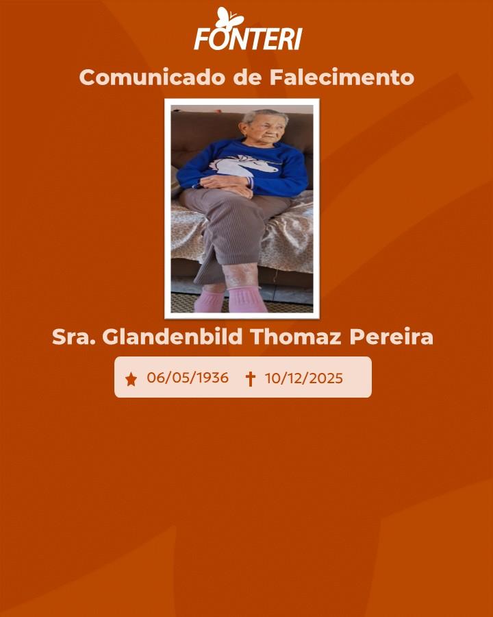 A Fonteri comunica o falecimento da Sra. Glandenbild Thomaz Pereira