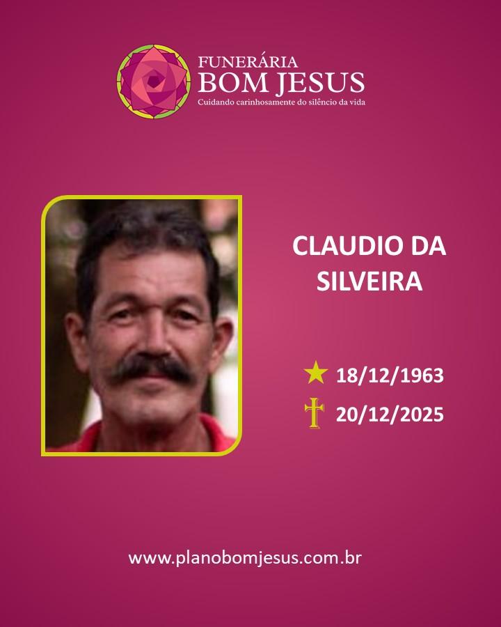 A Funerária Bom Jesus comunica o falecimento de CLAUDIO DA SILVEIRA
